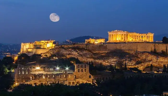 Acropolis Parthenon Night View from Athens